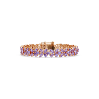 Mixed-shape amethyst purple colorstone tennis bracelet in rose gold