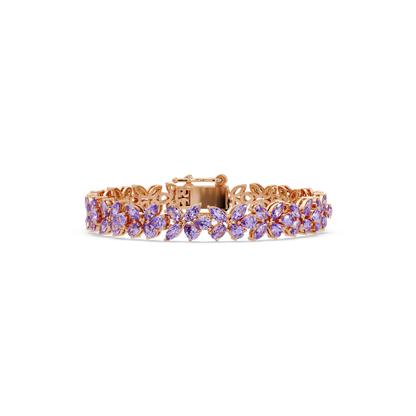Mixed-shape amethyst purple colorstone tennis bracelet in rose gold