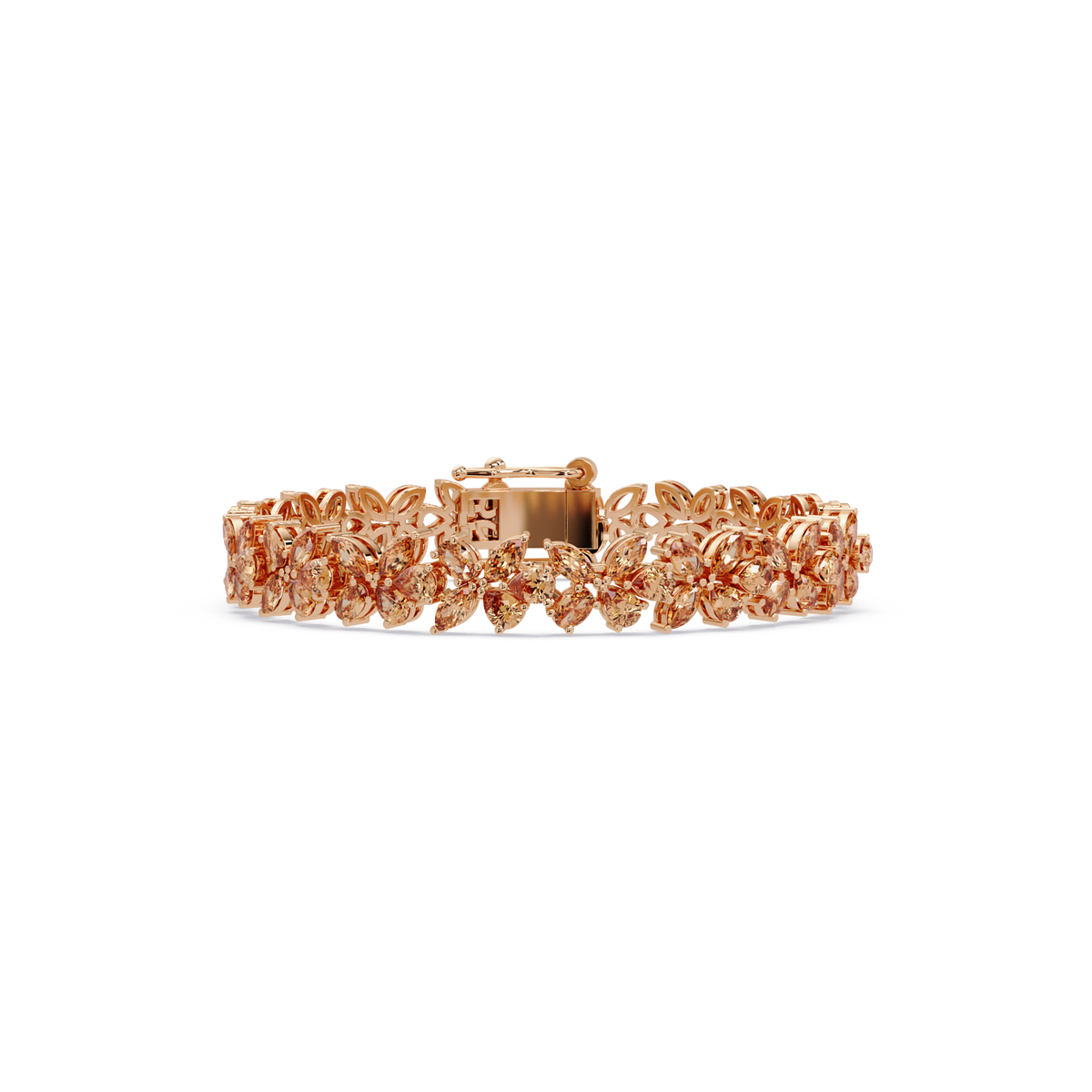 Mixed-shape champagne topaz colorstone tennis bracelet in rose gold