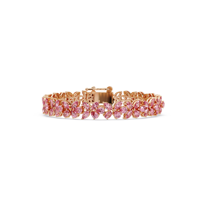 Mixed-shape tourmaline pink colorstone tennis bracelet in rose gold