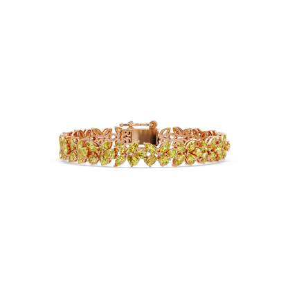 Mixed-shape citrine yellow colorstone tennis bracelet in rose gold