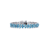 Mixed-shape aquamarine blue colorstone tennis bracelet in white gold