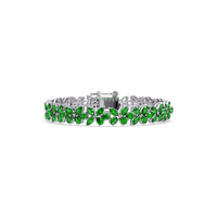 Mixed-shape emerald green colorstone tennis bracelet in white gold