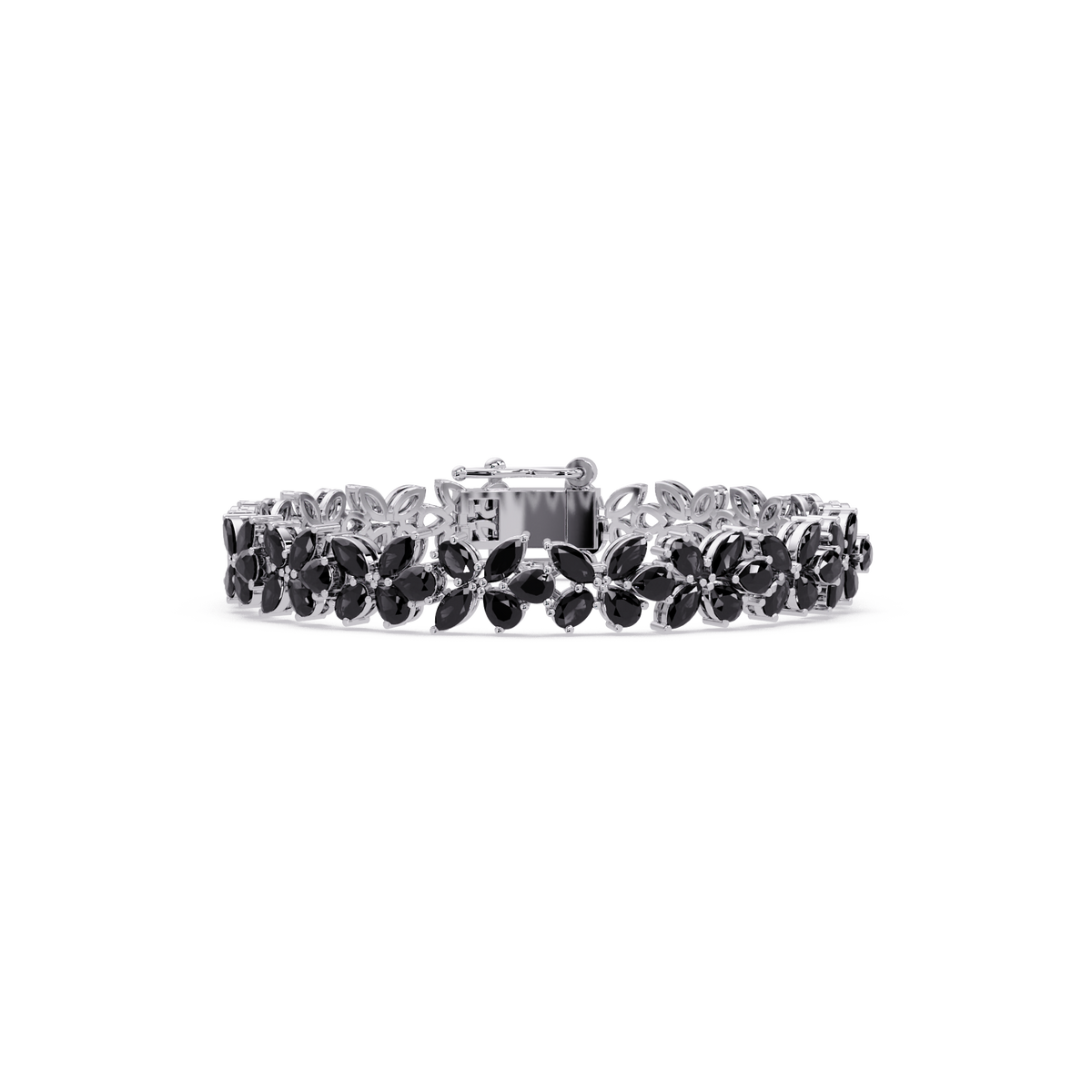 Mixed-shape onyx colorstone tennis bracelet in white gold