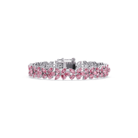 Mixed-shape tourmaline pink colorstone tennis bracelet in white gold