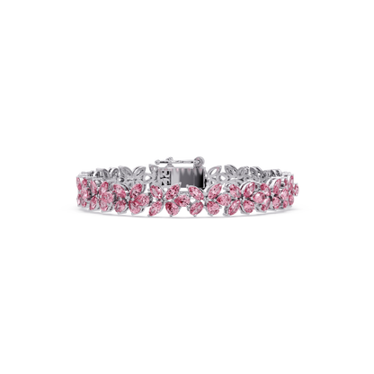 Mixed-shape tourmaline pink colorstone tennis bracelet in white gold