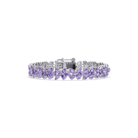 Mixed-shape amethyst purple colorstone tennis bracelet in white gold