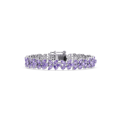 Mixed-shape amethyst purple colorstone tennis bracelet in white gold