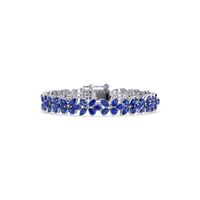 Mixed-shape sapphire blue colorstone tennis bracelet in white gold