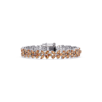Mixed-shape champagne topaz colorstone tennis bracelet in white gold