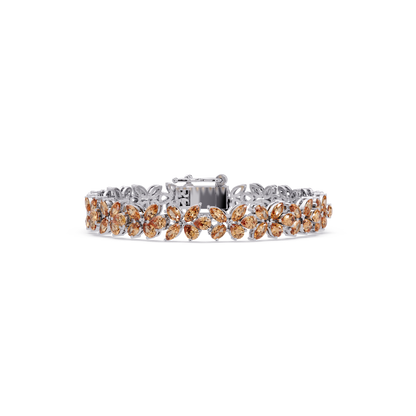 Mixed-shape champagne topaz colorstone tennis bracelet in white gold