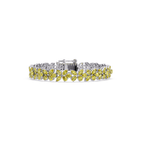 Mixed-shape citrine yellow colorstone tennis bracelet in white gold