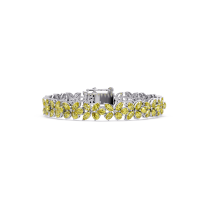 Mixed-shape citrine yellow colorstone tennis bracelet in white gold