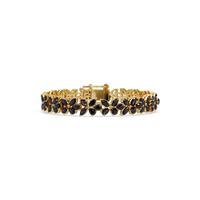 Mixed-shape onyx colorstone tennis bracelet in yellow gold