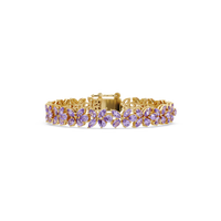 Mixed-shape amethyst purple colorstone tennis bracelet in yellow gold