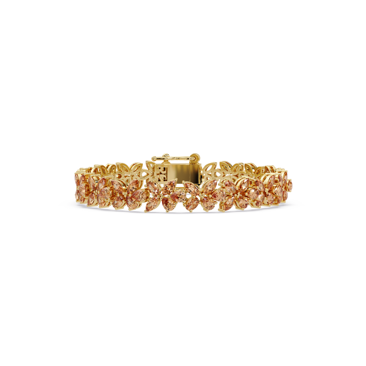 Mixed-shape champagne topaz colorstone tennis bracelet in yellow gold