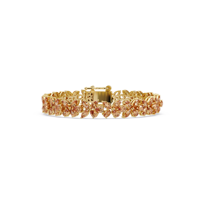 Mixed-shape champagne topaz colorstone tennis bracelet in yellow gold