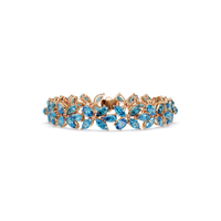 Mixed-shape aquamarine blue colorstone tennis bracelet in rose gold