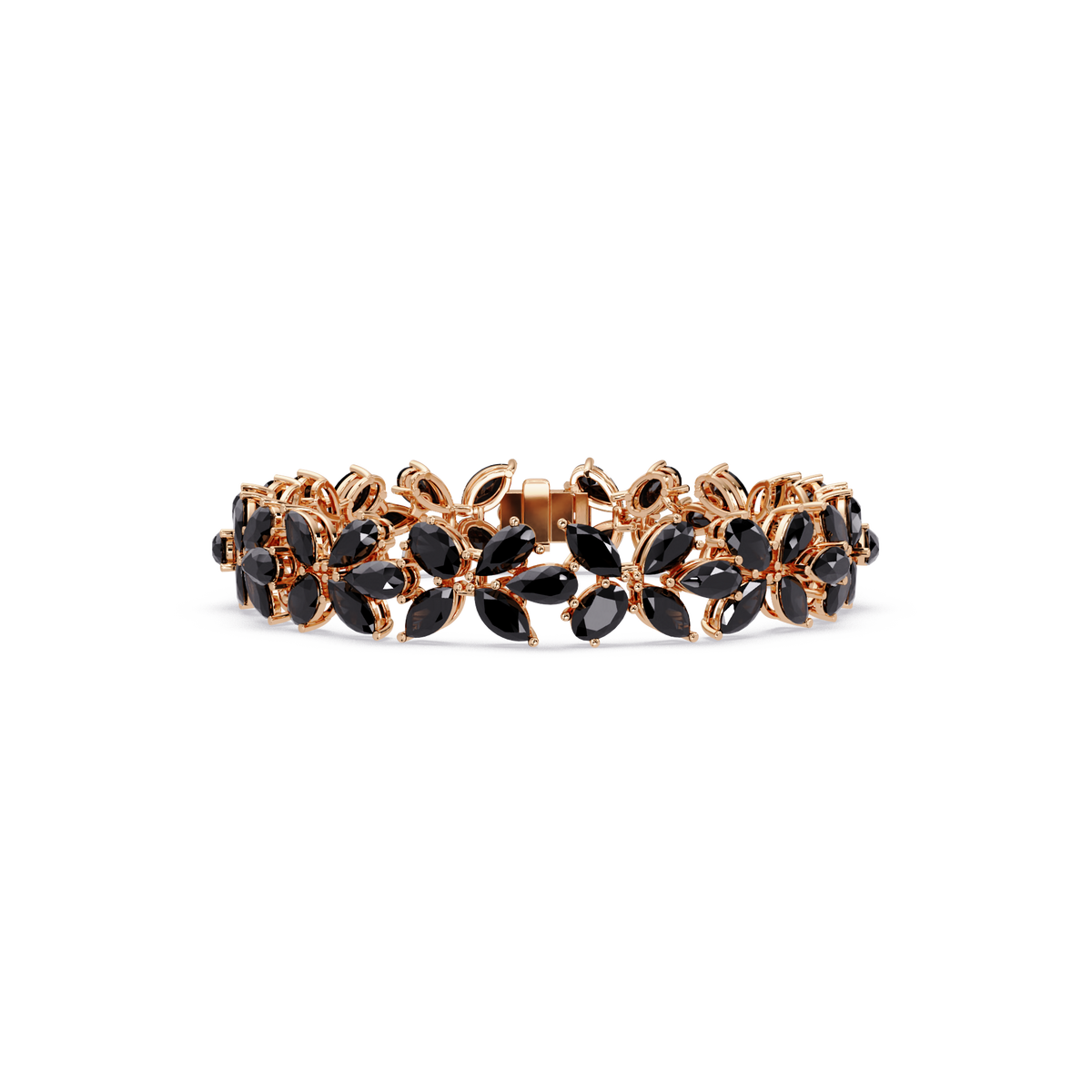 Mixed-shape onyx colorstone tennis bracelet in rose gold