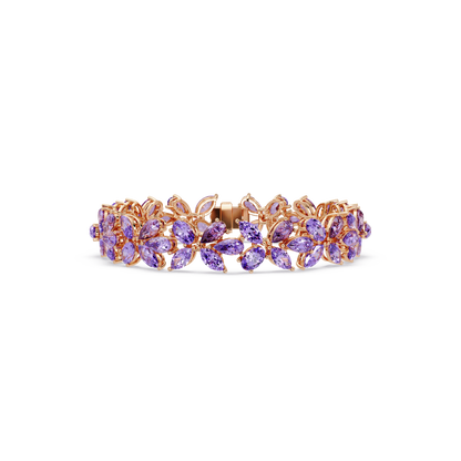 Mixed-shape amethyst purple colorstone tennis bracelet in rose gold