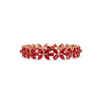 Mixed-shape ruby red colorstone tennis bracelet in rose gold