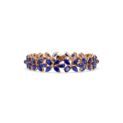 Mixed-shape sapphire blue colorstone tennis bracelet in rose gold