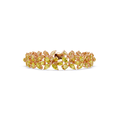 Mixed-shape citrine yellow colorstone tennis bracelet in rose gold