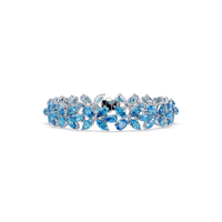 Mixed-shape aquamarine blue colorstone tennis bracelet in white gold