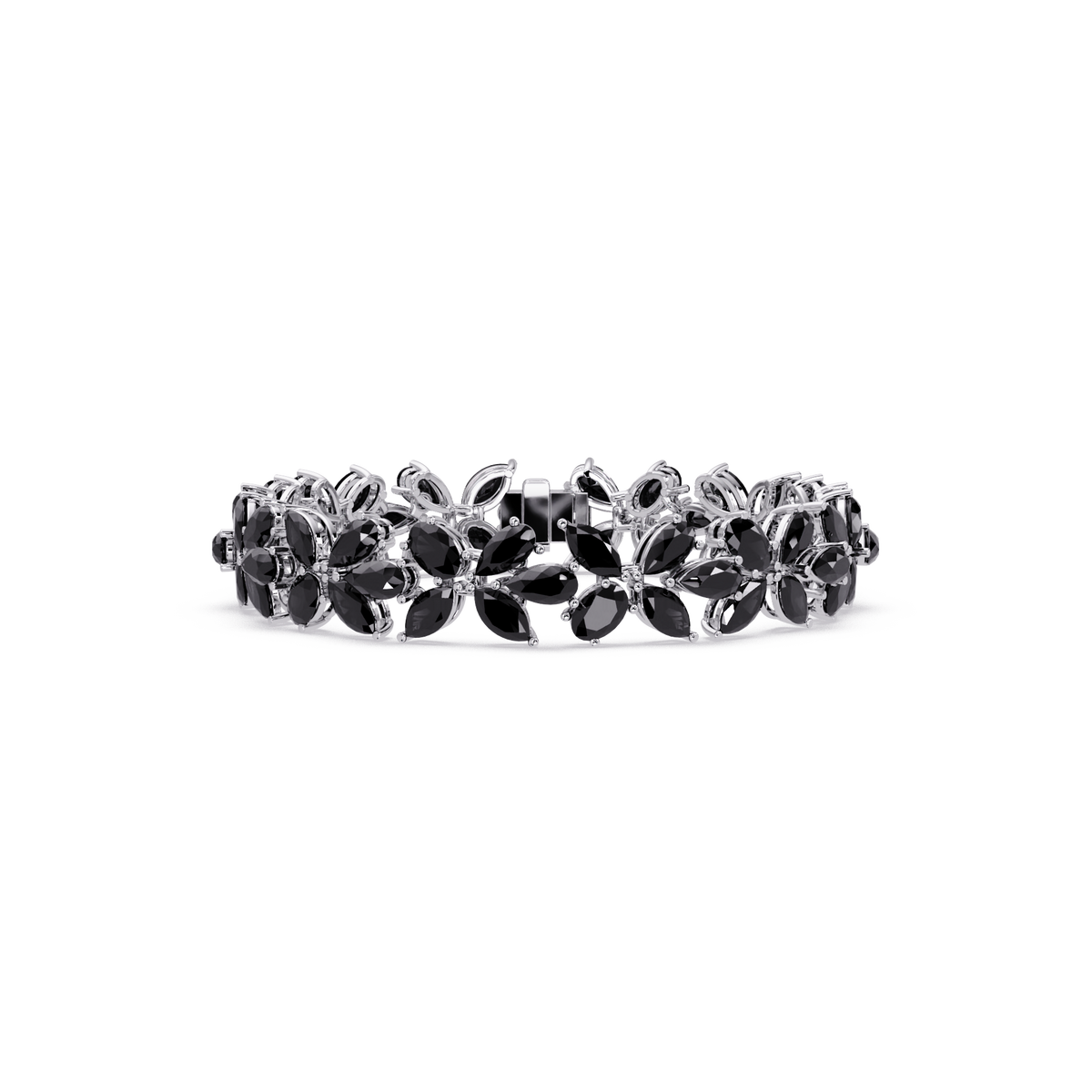 Mixed-shape onyx colorstone tennis bracelet in white gold