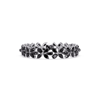 Mixed-shape onyx colorstone tennis bracelet in white gold