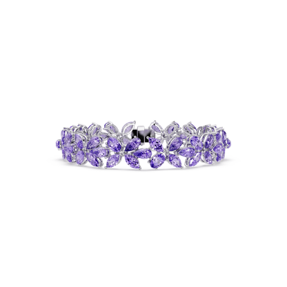 Mixed-shape amethyst purple colorstone tennis bracelet in white gold