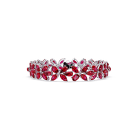Mixed-shape ruby red colorstone tennis bracelet in white gold