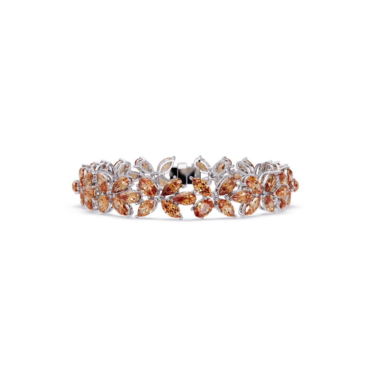 Mixed-shape champagne topaz colorstone tennis bracelet in white gold