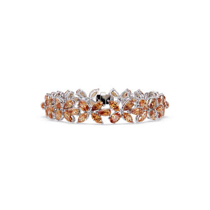 Mixed-shape champagne topaz colorstone tennis bracelet in white gold