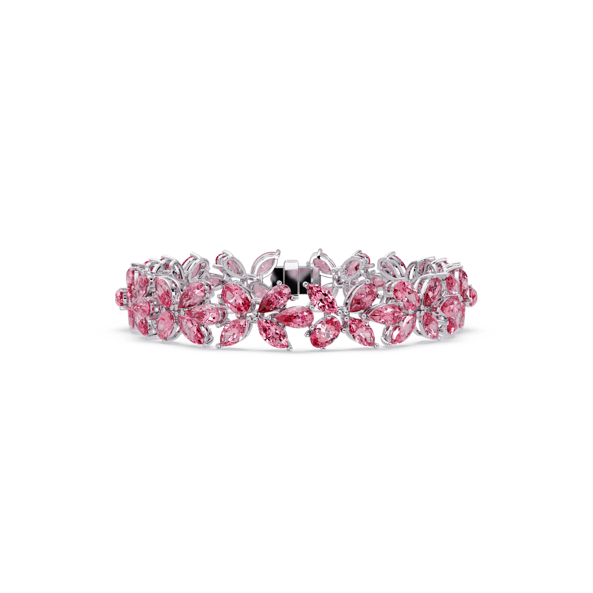 Mixed-shape tourmaline colorstone tennis bracelet in white gold