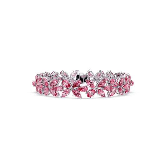 Mixed-shape tourmaline colorstone tennis bracelet in white gold