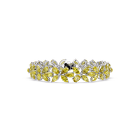 Mixed-shape citrine yellow colorstone tennis bracelet in white gold