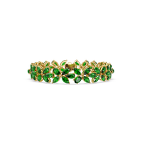 Mixed-shape emerald green colorstone tennis bracelet in yellow gold