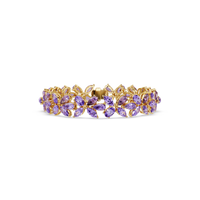Mixed-shape amethyst purple colorstone tennis bracelet in yellow gold