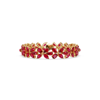 Mixed-shape ruby red colorstone tennis bracelet in yellow gold