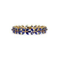 Mixed-shape sapphire blue colorstone tennis bracelet in yellow gold