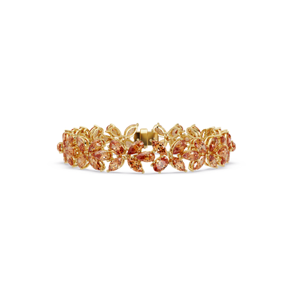 Mixed-shape champagne topaz colorstone tennis bracelet in yellow gold