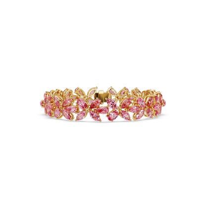 Mixed-shape tourmaline colorstone tennis bracelet in yellow gold