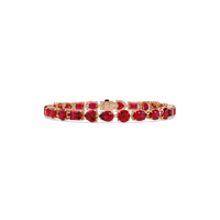 Mixed-shape ruby red colorstone tennis bracelet in rose gold