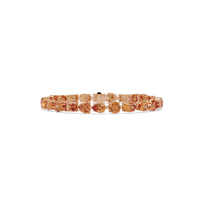 Mixed-shape champagne topaz colorstone tennis bracelet in rose gold