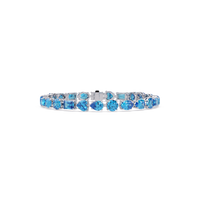 Mixed-shape aquamarine blue colorstone tennis bracelet in white gold