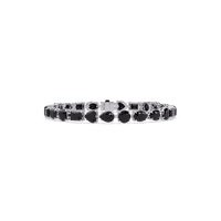 Mixed-shape onyx colorstone tennis bracelet in white gold