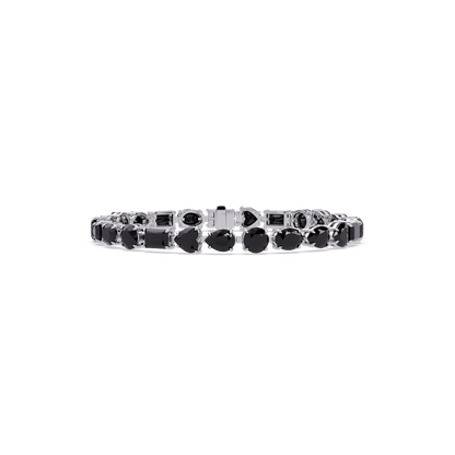 Mixed-shape onyx colorstone tennis bracelet in white gold