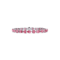 Mixed-shape tourmaline pink colorstone tennis bracelet in white gold