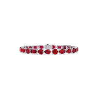 Mixed-shape ruby red colorstone tennis bracelet in white gold